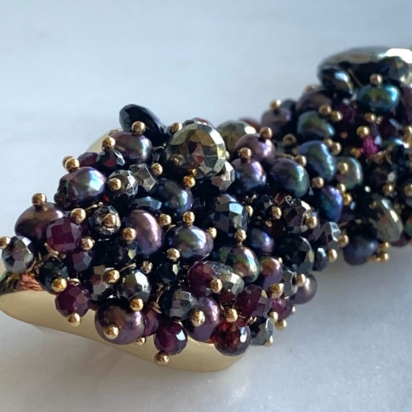 Alexis Bittar Coveteur Huge Hand Lucite pearls Gemstones One Statement Earring - Picture 8 of 16